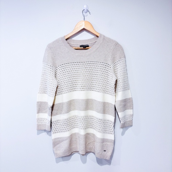 TOMMY HILFIGER Beige striped knitted sweater - Picture 1 of 8